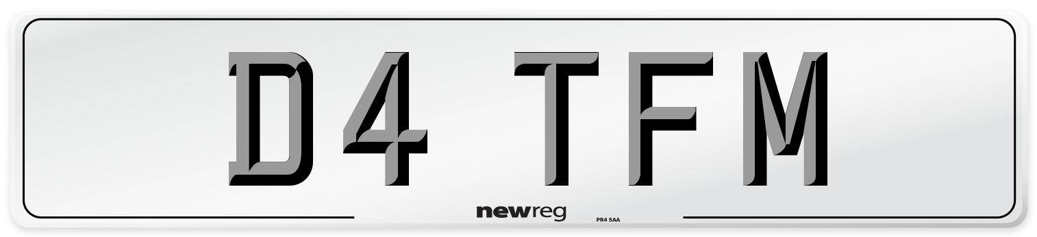 D4 TFM Number Plate from New Reg